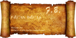 Fáth Béla névjegykártya