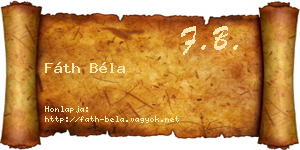 Fáth Béla névjegykártya